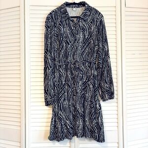 Cato Polkadot Navy Blue and White Button Down Midi Dress Size 18/20W